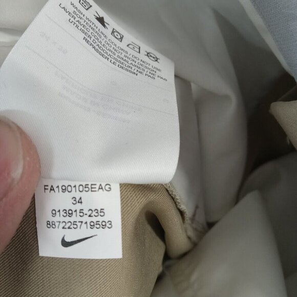 Nike Golf Pants Mens 36x34 Beige Khaki Essential Flex Unhemmed‎ Trousers Dri-Fit - Picture 9 of 10